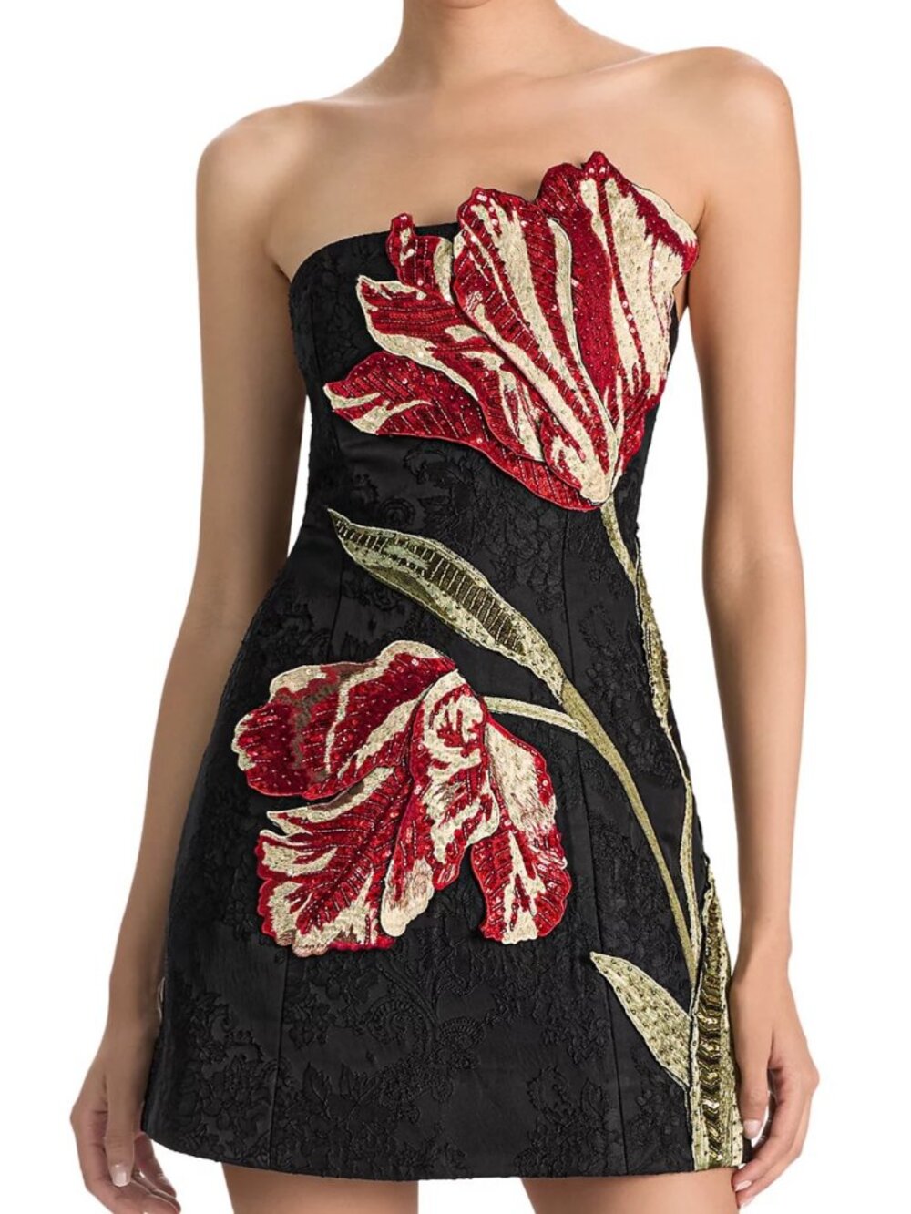 Alice and Olivia Katia Embellished Strapless Dress